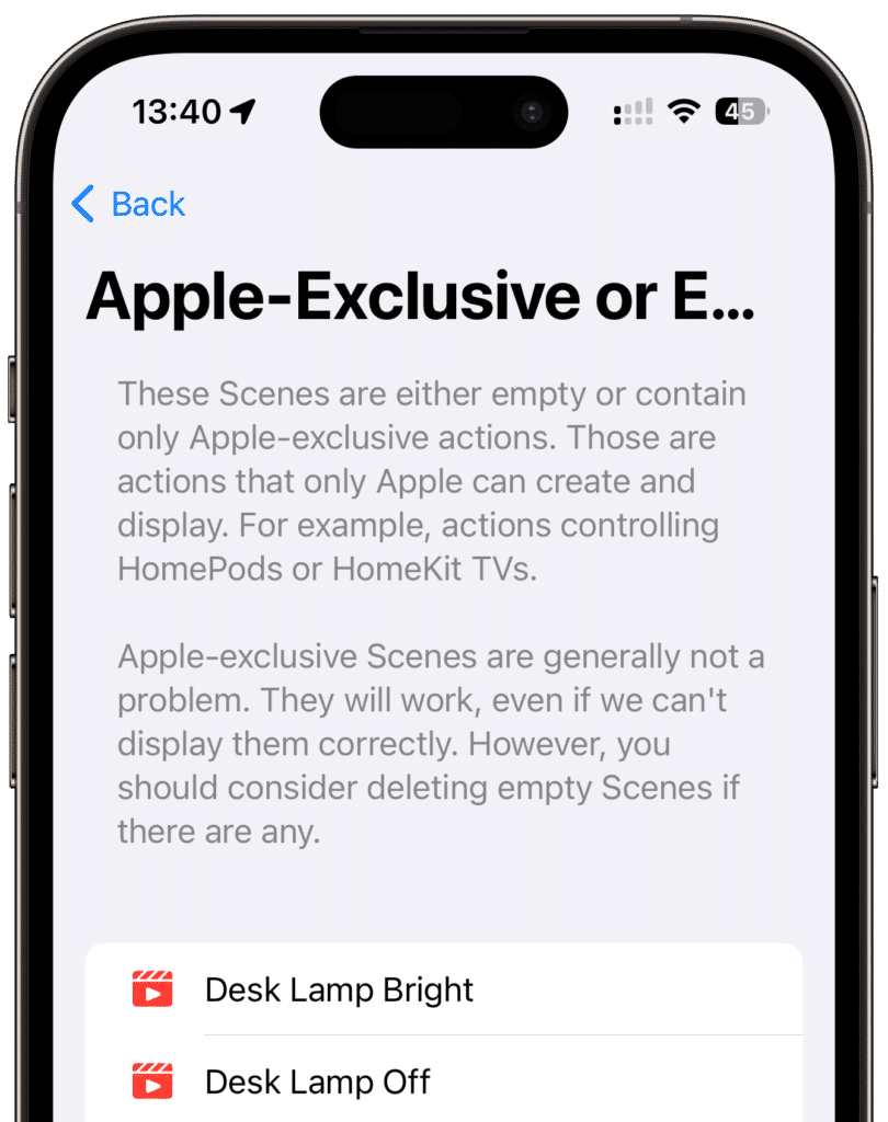 Apple-exclusive or Empty Scenes